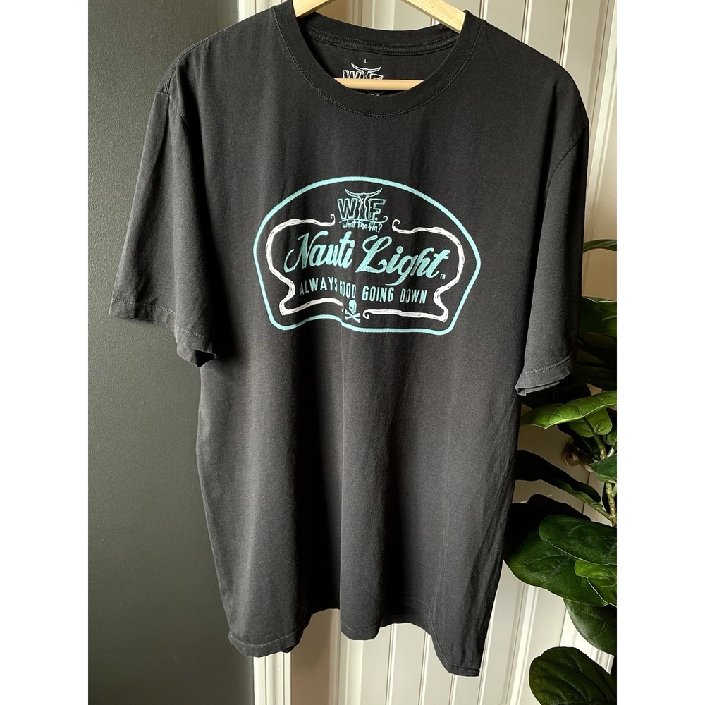What The Fin? Men's Tee Nauti Lite Collection Nautical 100% Cotton L Charcoal